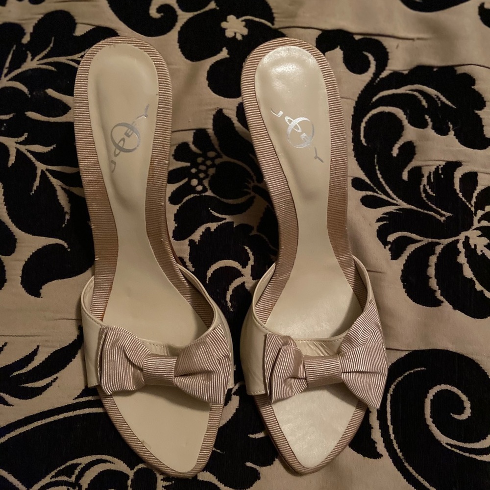 Cream slide heels